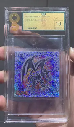 Red-Eyes Black Dragon Merlin Sticker Card Grade OG 10 Yu-Gi-Oh! 1996 - Image 1