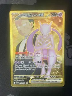 Destined Rivals Gold Team Rockets Mewtwo EX Hyper Rare Card 240/182 - Image 1