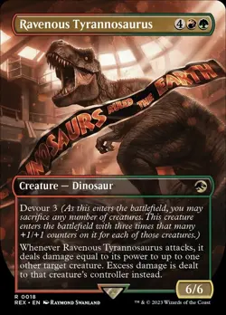 MTG Ravenous Tyrannosaurus - Borderless, Light Play, English Universes Beyond: J - Image 1