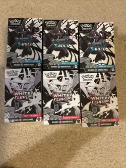 Pokemon TCG Black Bolt x3 and White Flare x3 Booster Bundle Lot of 6 Sealed NEW - Image 1
