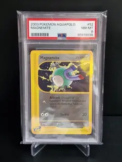 Pokemon Card Magnemite 52/147 Aquapolis 2002 Uncommon WOTC Vintage PSA 8 NM/Mint - Image 1
