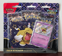Pokemon TCG S&V Paldean Fates Tech Sticker Collection Greavard w 3 Booster Packs - Image 1