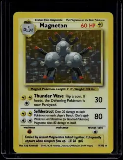 Pokemon TCG Magneton 9/102 Base Set Holo Rare NM/LP - Image 1