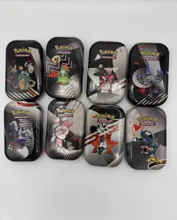 Pokemon Black Bolt & White Flare Empty Mini Tins - Full Set of 8 Artwork. - Image 1