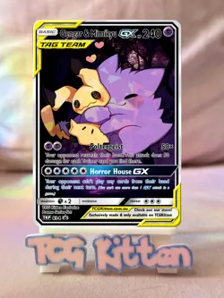 *CUSTOM* Gengar & Mimikyu TKP034 Ice Holo Handmade Proxy Card 165/181 TCGKITTEN - Image 1