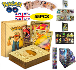 55PCS Pokemon Card Foil GOLD PACK 55 CARDS TCG GX Vmax GX Card Charizard Rare - Image 1