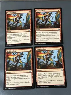 Reckless Rage X4 Rivals Of Ixalan NM Condition See Pics Front Back MTG - Image 1