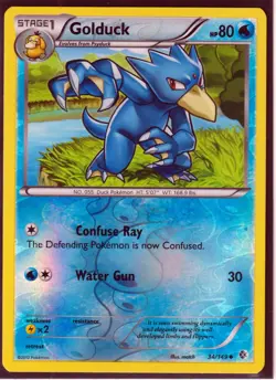 2012 POKEMON GOLDUCK 34/149 BLACK & WHITE BOUNDARIES CROSSED- REV HOLO (G34A) - Image 1