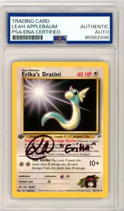 PSA Signed Leah Applebaum Pokemon Erika's Dratini 042/132 Gym Heroes Regular - Image 1