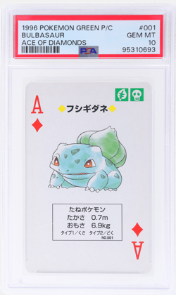 1996 Pokemon Green Version Playing Cards Bulbasaur Ace of Diamonds #1 PSA 10 - Image 1