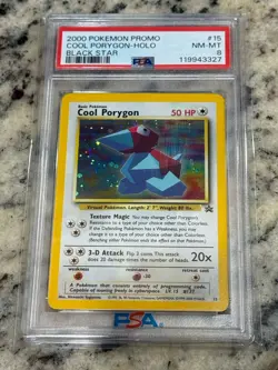 2000 Pokemon Black Star Promo COOL PORYGON #15 HOLO PSA 8 - Image 1