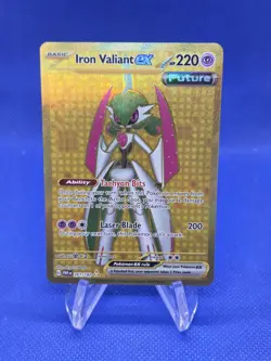 Pokemon Paradox Rift Iron Valiant ex 261/182 Gold Hyper Rare NM - Image 1