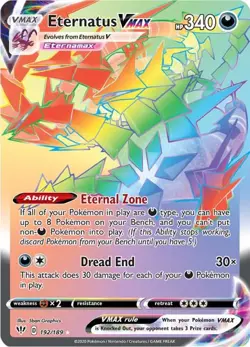 Pokemon TCG Eternatus VMAX Darkness Ablaze 192/119 Holo Hyper Rare - Image 1