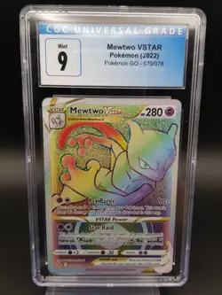 Pokemon Mewtwo Vstar 079/078 Pokemon Go Rainbow Secret Rare CGC 9 - Image 1