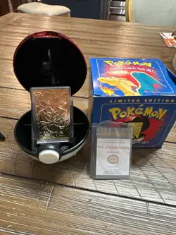 23K Gold Plated CHARIZARD Trading Card 1999 Burger King Pokemon Ball - Image 1