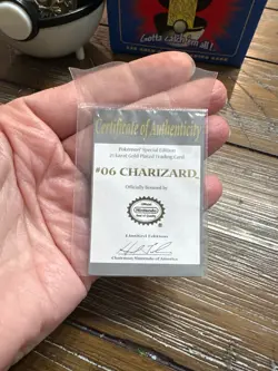 23K Gold Plated CHARIZARD Trading Card 1999 Burger King Pokemon Ball - Image 2