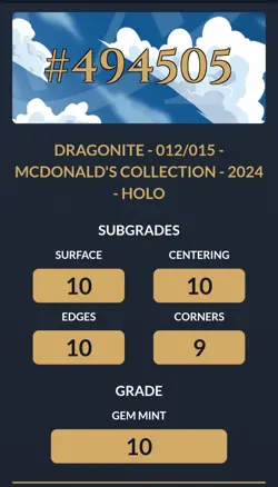 Dragonite 12/15 ACE Graded GEM MINT 10 | Promo Pokemon Card | McDonald's 2024 - Image 4