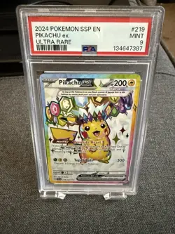 Pokemon Pikachu TCG Surging Sparks EX 219/191 Full Art Ultra Rare PSA 9 - Image 1