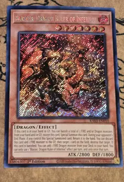 Yugioh Blaster, Dragon Ruler of Infernos RA03-EN010 1st Edition Secret Rare NM - Image 1