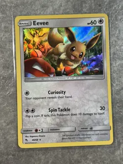 Eevee 48/68 Pokemon TCG Sun Moon Hidden Fates Holo Rare Card (Near Mint) 2 - Image 1
