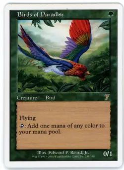 1X BIRDS OF PARADISE [7ED - SEVENTH EDITION] - MTG VINTAGE CARD [LIGHTLY PLAYED] - Image 1
