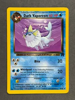 Dark Vaporeon 45/82 Base Set Series Team Rocket Uncommon Stage 1 Pokemon Card NM - Image 1