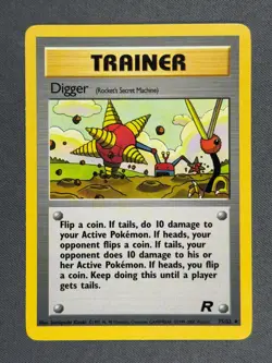 Digger 75/82 Base Set Series Team Rocket Uncommon Pokemon TRAINER Card 2000 NM - Image 1
