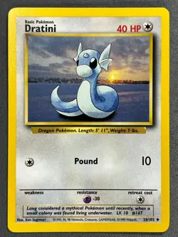 Dratini 26/102 Basic Pokemon Base Set Series UNCOMMON 1999 Pokemon Card WOTC NM - Image 1