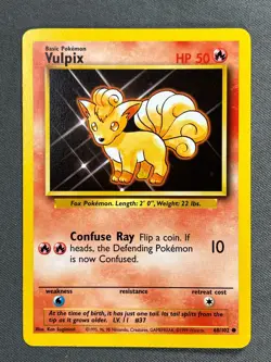 Vulpix 68/102 Base Set Series Base Set COMMON 1999 Pokemon Card WOTC NM - Image 1