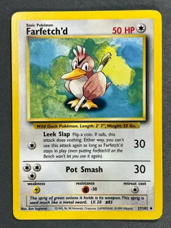 Farfetch'd 27/102 Base Set Series Base Set UNCOMMON 1999 Pokemon Card WOTC NM - Image 1