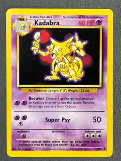 Kadabra 32/102 Base Set Series UNCOMMON Basic Stage 1 POKEMON CARD 1999 - NM - Image 1