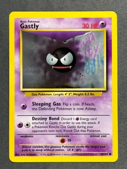Gastly 50/102 Base Set Series COMMON Basic POKEMON CARD 1999 - NM - Image 1