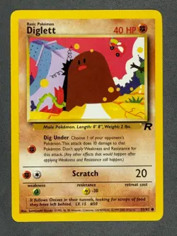 Diglett 52/82 Base Set Series Team Rocket Common Basic Pokemon Card 2000 NM - Image 1