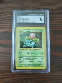CGC 6 ⭐Ivysaur shadowless⭐ 1999 Base Set 30/102 Pokemon Card - Image 1
