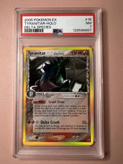 Pokemon Tyranitar EX Delta Species Holo Rare Card 16/113 2005 PSA 7 - Image 1