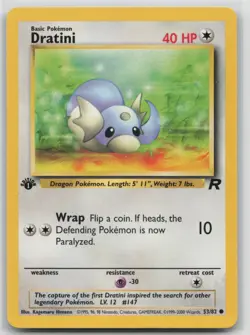 1st Edition Vintage Pokemon Card Dratini Common Team Rocket 53/82 VLP - Image 1