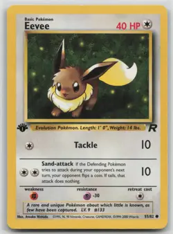1st Edition Vintage Pokemon Card Eevee Common Team Rocket 55/82 VLP - Image 1