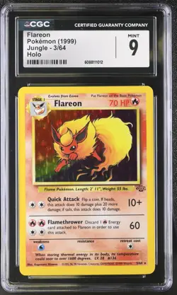 CGC 9 MINT Flareon 1999 Jungle 3/64 Holo Pokemon Card - Image 1