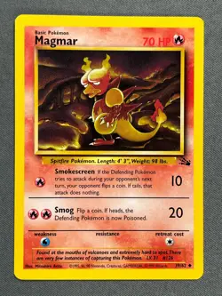 Magmar 39/62 Base Set Series Fossil UNCOMMON Basic Pokemon Card 1999 WOTC NM - Image 1