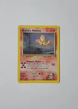 Pokemon Card WoTC Blaine’s Moltres Gym Heroes Holo Rare 1/132 -MP - Image 1