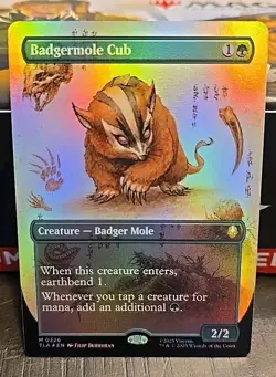 [NM] Magic the Gathering Badgermole Cub (Borderless Foil) [M 0326] - Image 1