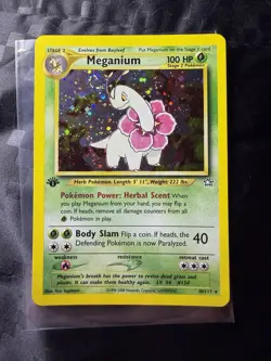 Pokemon Neo Genesis Meganium First Edition Holo Card 10/111 LP - Image 1