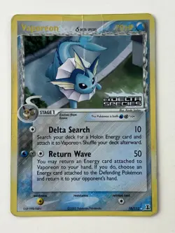 Vaporeon 18/113 Reverse Holo Delta Species Pokemon Card Heavily Played Damaged - Image 1