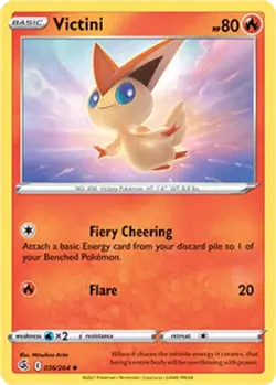 Victini 036/264 Fusion Strike Pokemon TCG Card NM - Image 1
