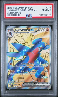 2025 POKEMON DRI EN DESTINED RIVALS ULTRA RARE #215 CYNTHIA'S GARCHOMP EX PSA 10 - Image 1