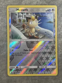 Meowth 101/147 Pokemon TCG Sm-Burning Shadows 2017 Reverse Holo (Near Mint) - Image 1