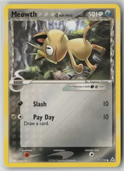 Meowth (Delta Species) 71/110 Pokemon TCG Holon Phantoms Regular (Light Play) LP - Image 1