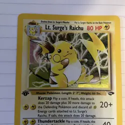 Pokemon TCG 1st Edition Lt. Surge's Raichu Gym Heroes 11/132 Holo Rare - Image 2