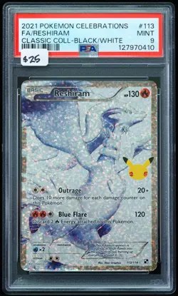 2021 Reshiram #113 Classic Collection Black & White PSA 9 Pokemon Card - Image 1
