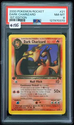 2000 Dark Charizard #21 First Edition PSA 8 Pokemon Card - Image 1